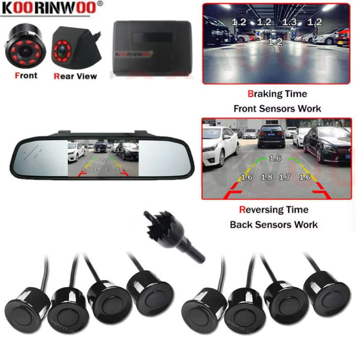 쿠린우 파크트로닉 자동차 알람 레이더 감지기 4개 주차 - Car Parking Sensor 8 Sensor Front Rear 리뷰 및 가격