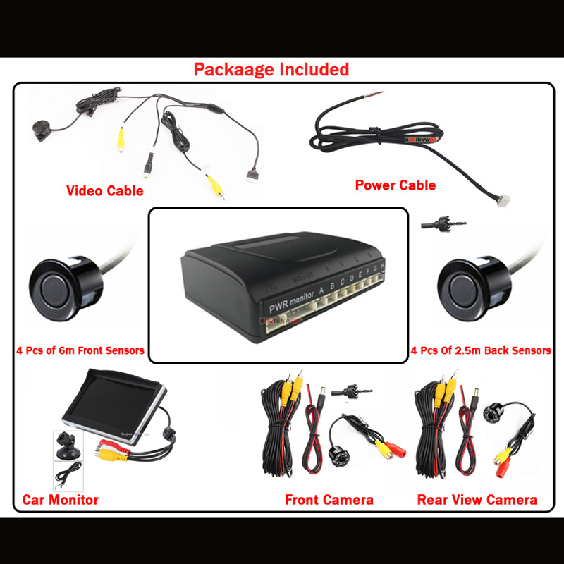쿠린우 360 버드 파크트로닉 차량 모니터 디스플레이  - Car Parking Sensor 8 Sensor Front Rear 리뷰 및 가격